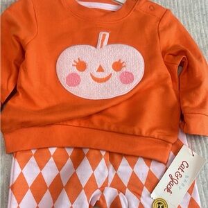 Cat & Jack Orange Pumpkin Kids Matching Set